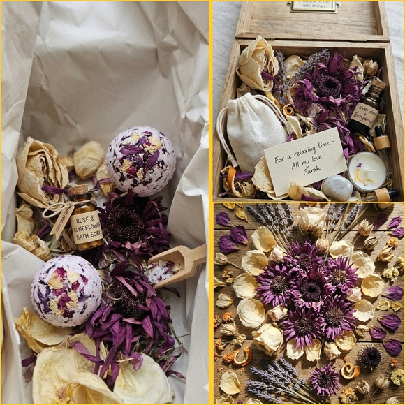 White Rose and Bergamot Relaxation Gift Box - Craft Flower Pallets Dry Flower - Picture 2 of 8